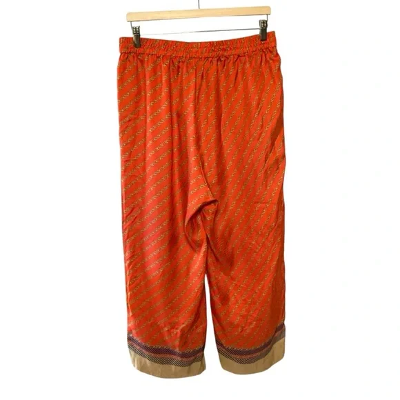 J CREW pull-on silk pant in red chains print Size 12 - Picture 3 of 11